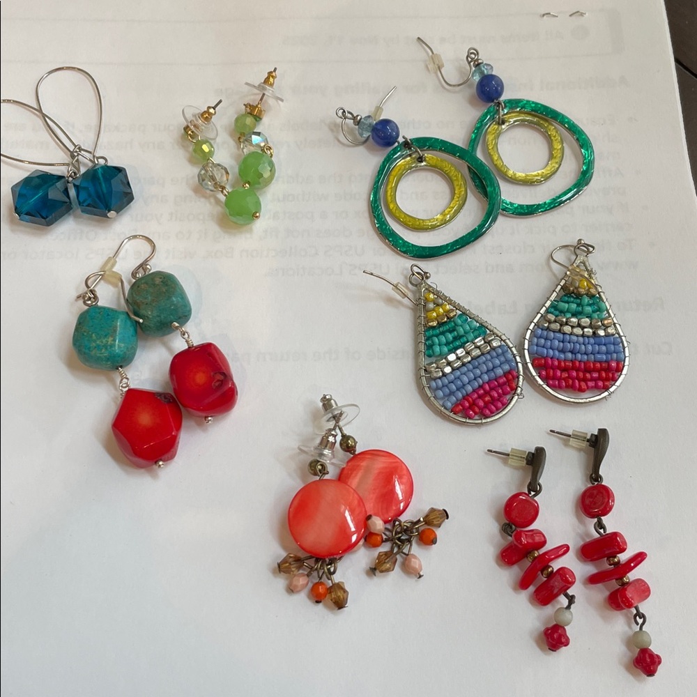 Colorful Beaded and Gemstone Earrings Set